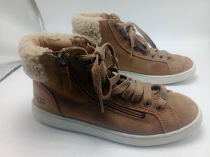 UGG Chestnut Leather High Top Lace Up Zipper Boots 1019716 Womens Sz 8